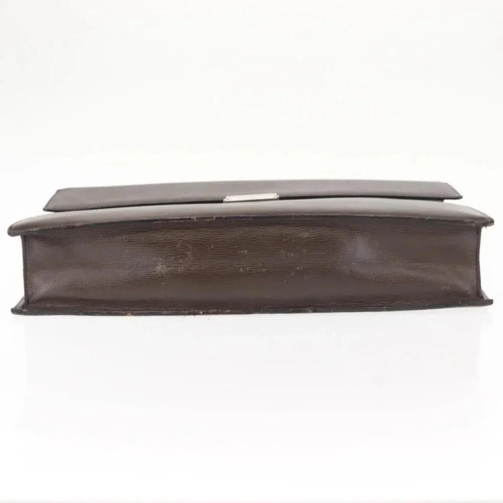 LOEWE Briefcase Leather Dark Brown Auth bs29533